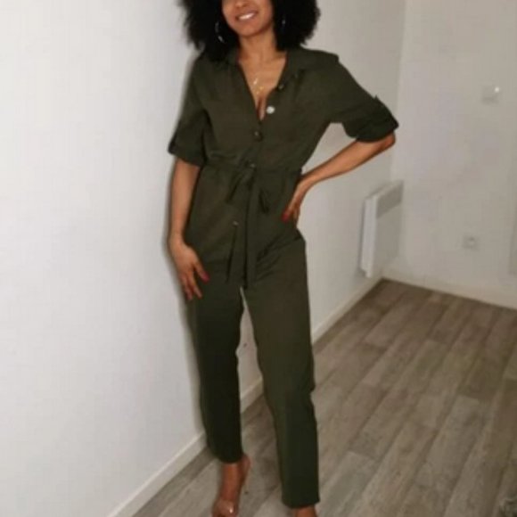 Virginia belted Jumpsuit - Olive - Picture 8 of 8